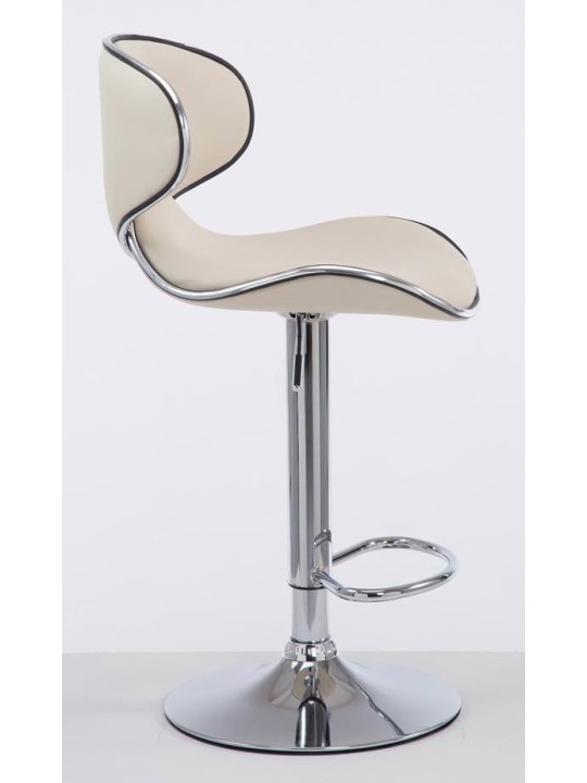 Juego de 2 taburetes de bar Las Vegas V2 polipiel cromado, crema