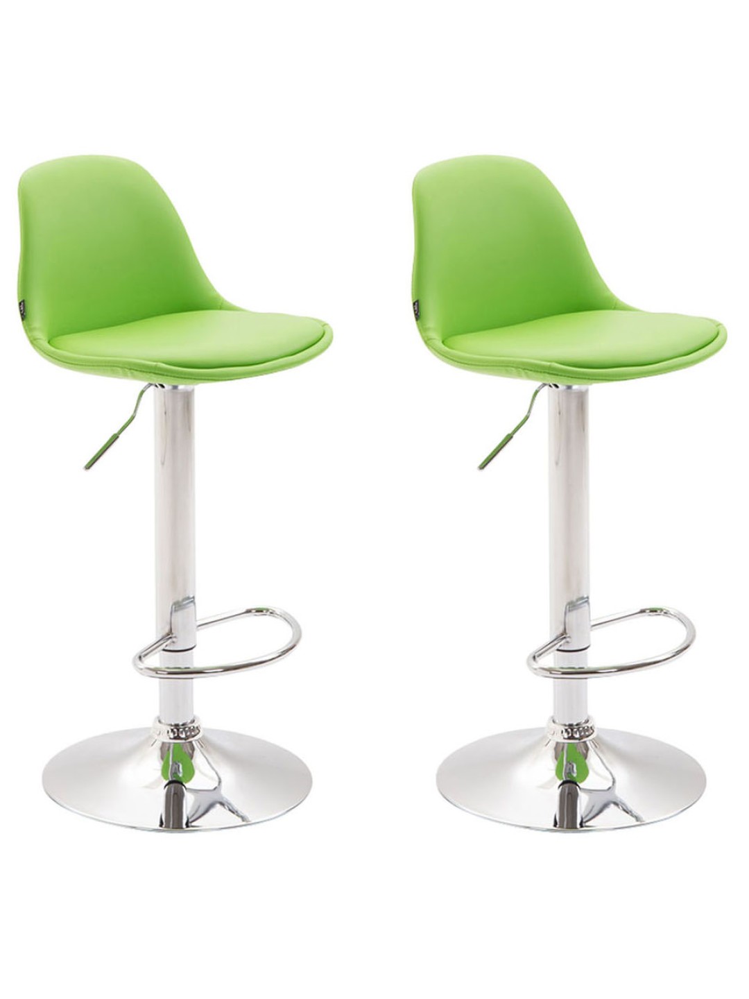 Juego de 2 taburetes de bar Kiel totalmente tapizados en polipiel cromado, verde