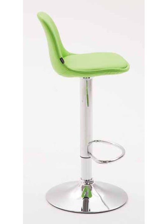 Juego de 2 taburetes de bar Kiel totalmente tapizados en polipiel cromado, verde Juego de 2 taburetes de bar Kiel totalmente tapizados en polipiel cromado, verde