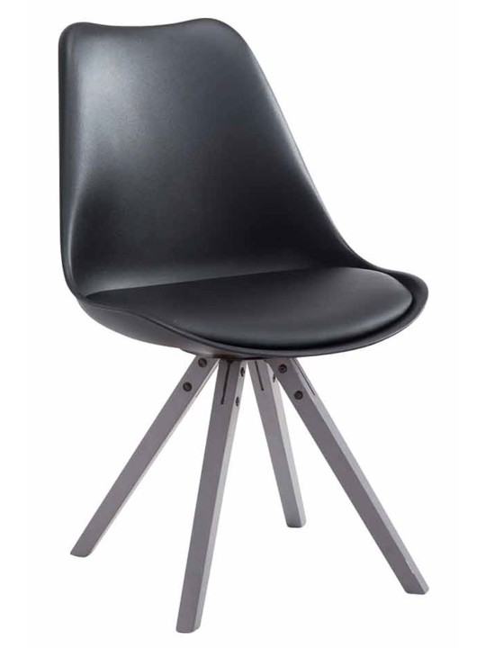 Silla de visita Toulouse símil piel Cuadrada gris, negro