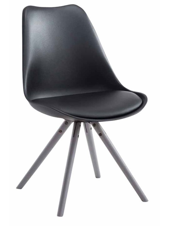 Silla de visita Toulouse símil piel redonda gris, negro