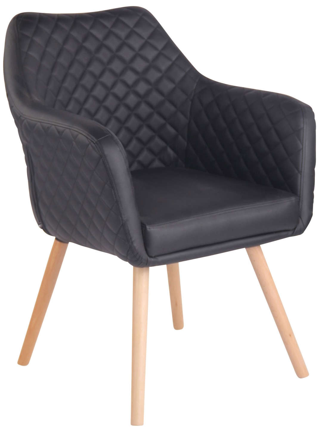 Silla de comedor Gent cuero sintético natura, negro