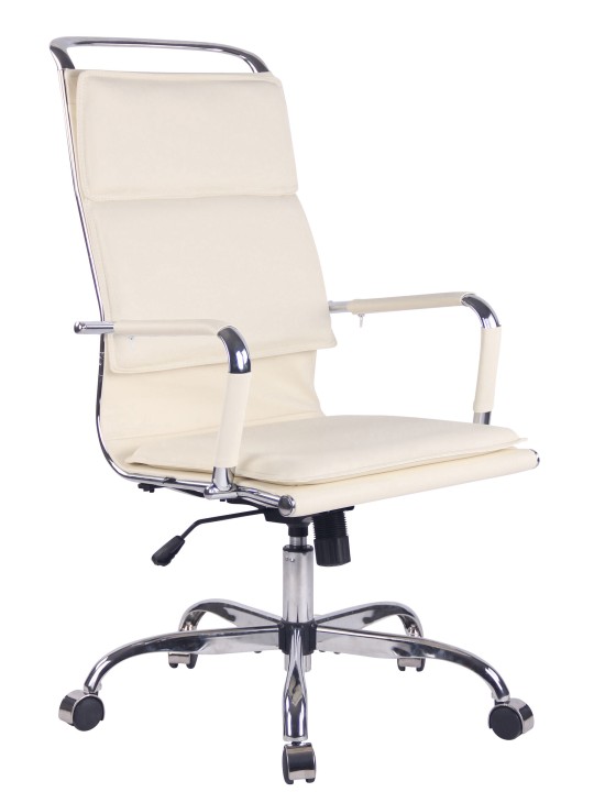 Silla de oficina Bedford piel sintética, crema