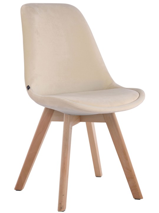 Silla de visita Borneo V2 terciopelo natural, crema
