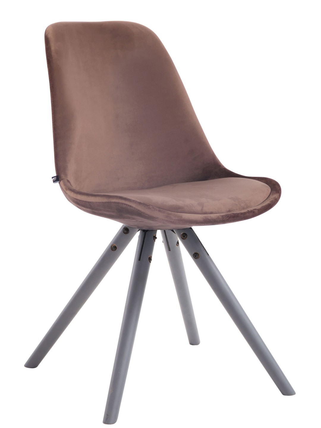 Silla de visita Toulouse terciopelo redonda gris, marrón