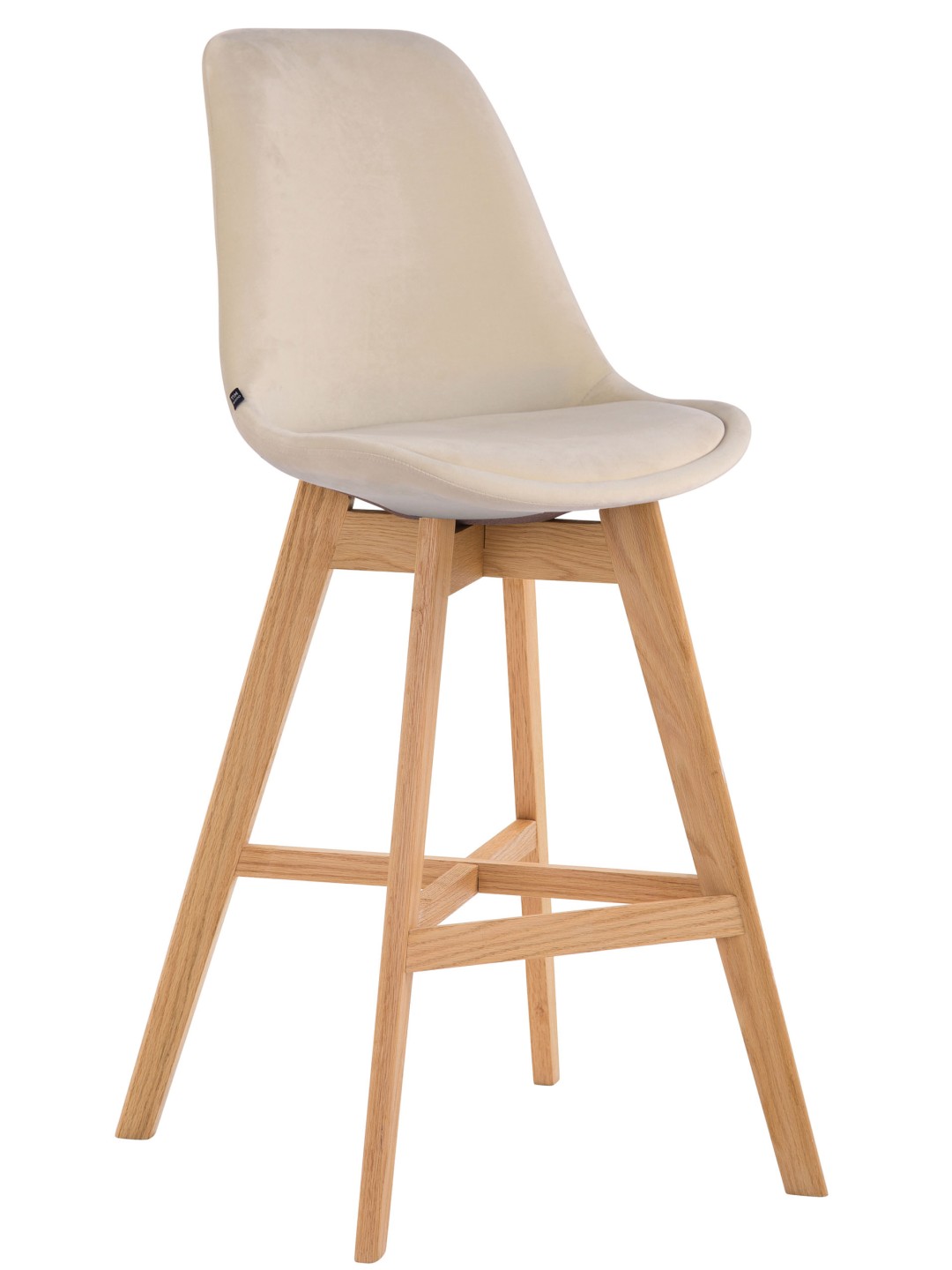 Taburete de bar Cannes terciopelo natural, crema
