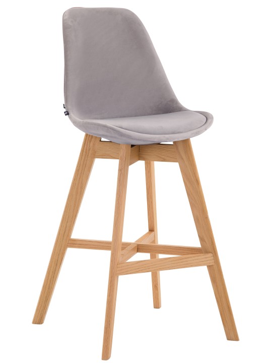 Taburete de bar Cannes terciopelo natural, gris
