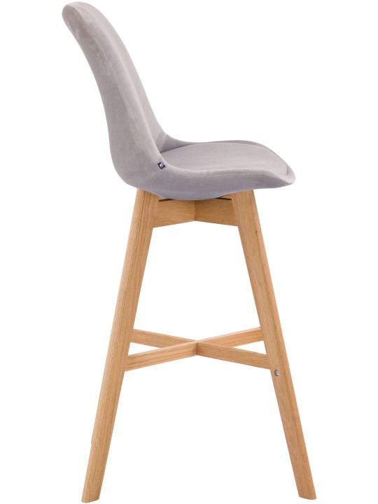 Taburete de bar Cannes terciopelo natural, gris