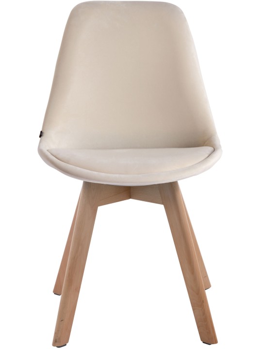 Silla de visita Borneo V2 terciopelo natural, crema