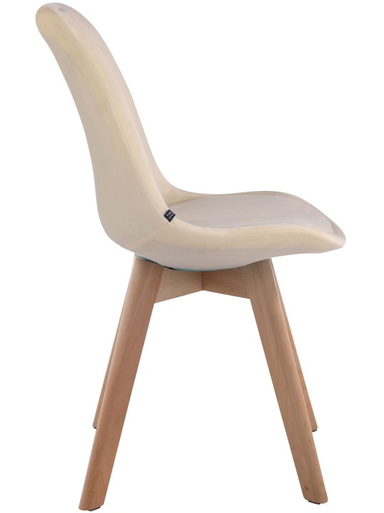 Silla de visita Borneo V2 terciopelo natural, crema