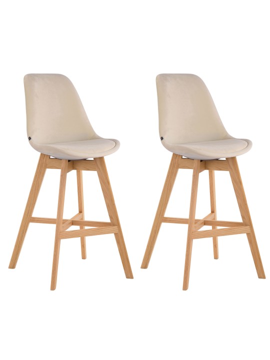 Juego de 2 taburetes de bar Cannes terciopelo natural, crema Juego de 2 taburetes de bar Cannes terciopelo natural, crema
