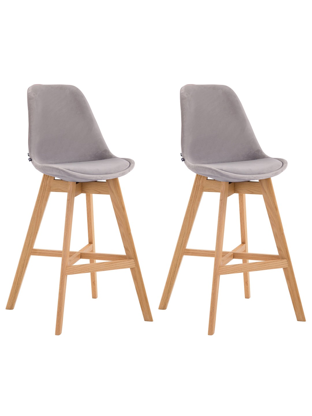 Juego de 2 taburetes de bar Cannes terciopelo natural, gris