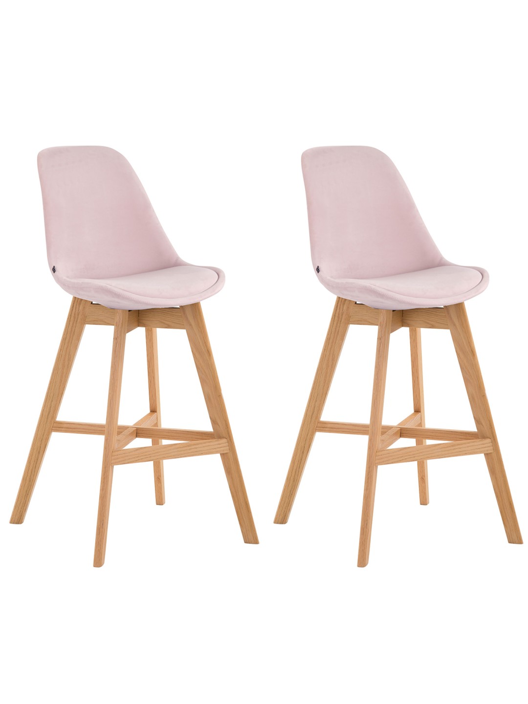 Juego de 2 taburetes de bar Cannes terciopelo natural, rosa