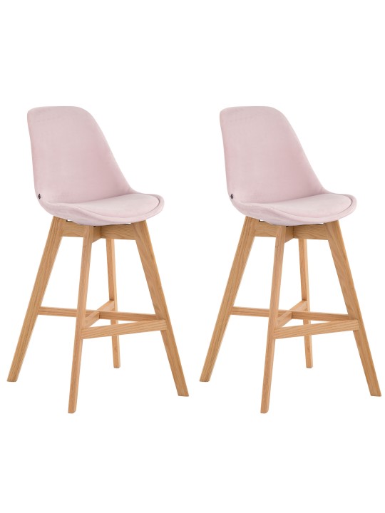 Juego de 2 taburetes de bar Cannes terciopelo natural, rosa Juego de 2 taburetes de bar Cannes terciopelo natural, rosa