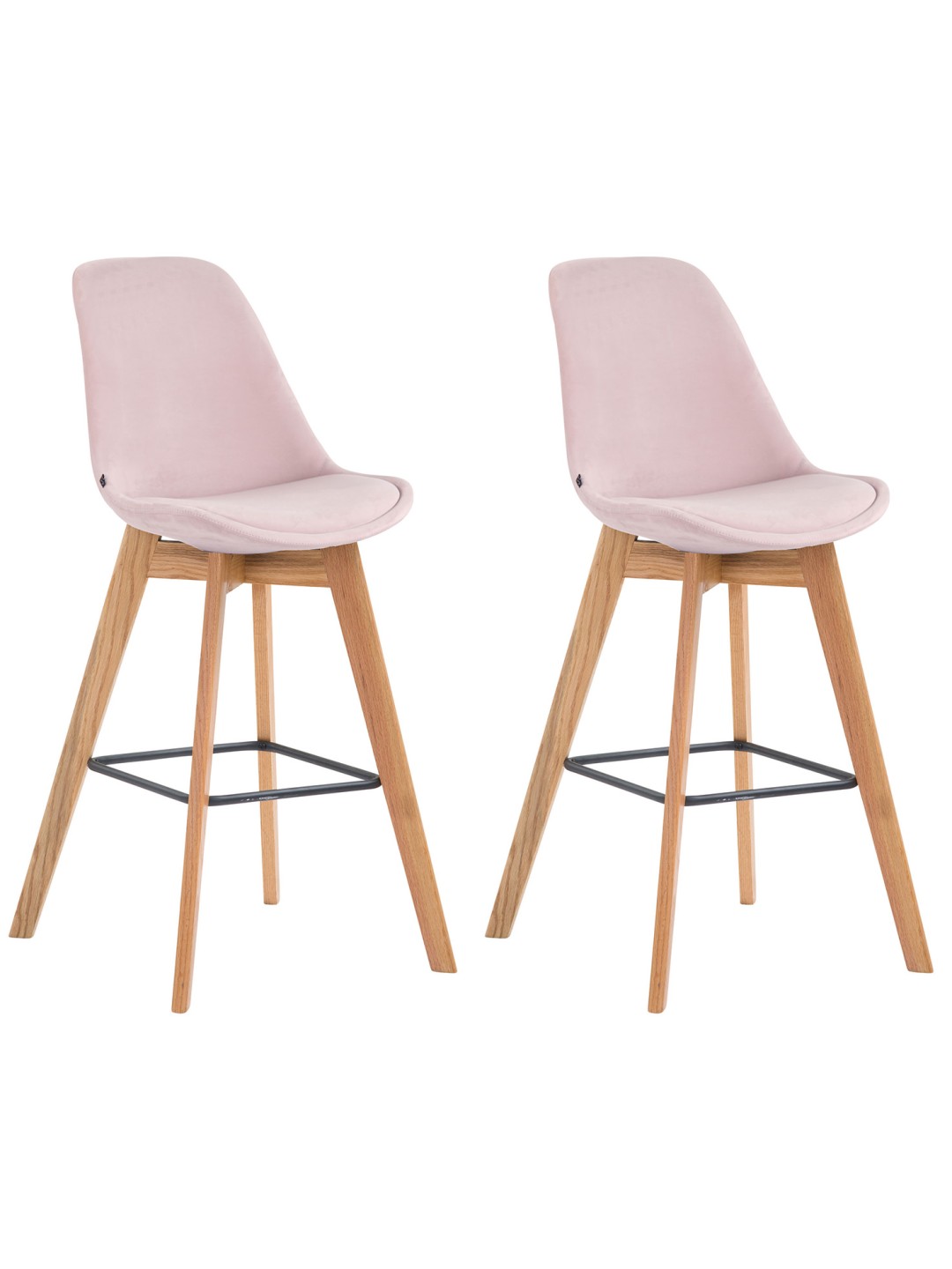 Juego de 2 taburetes de bar Metz terciopelo natural, rosa