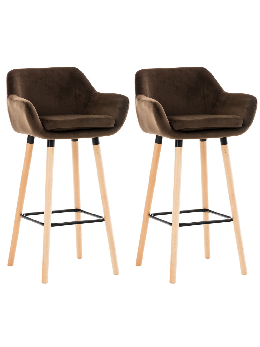 Juego de 2 taburetes de bar Grant terciopelo, marrón