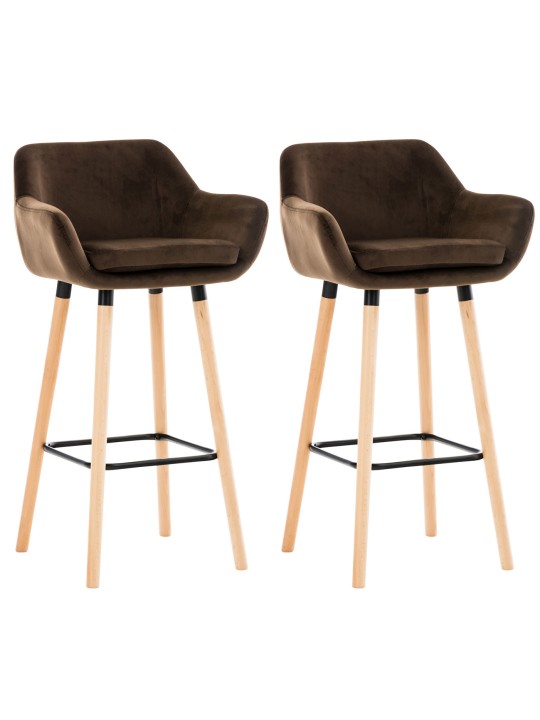 Juego de 2 taburetes de bar Grant terciopelo, marrón