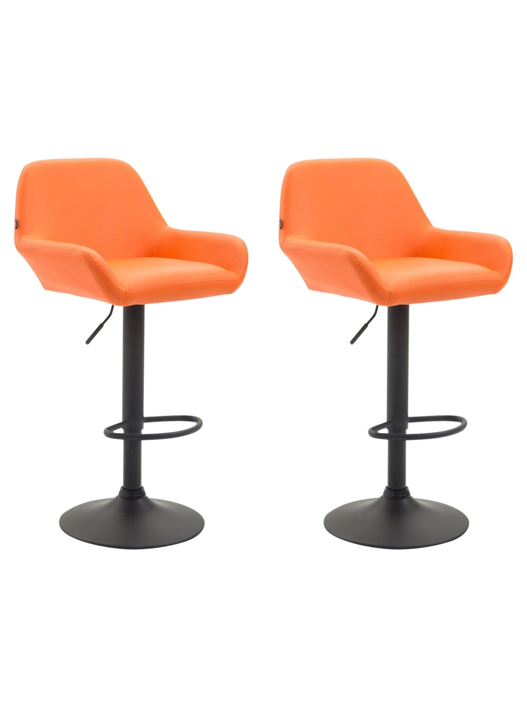 Juego de 2 taburetes de bar Braga piel sintética, naranja
