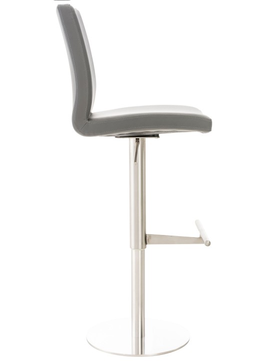 Taburete de bar Cadiz piel sintética acero inoxidable, gris