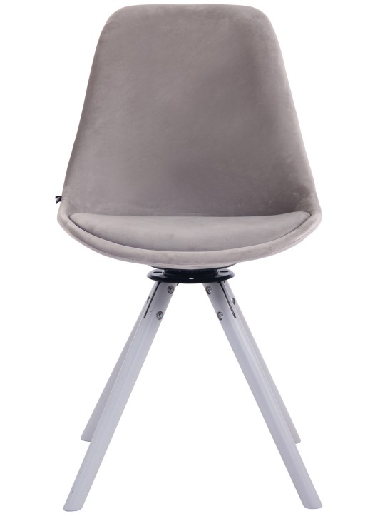 Silla de comedor redonda de terciopelo Troyes, gris
