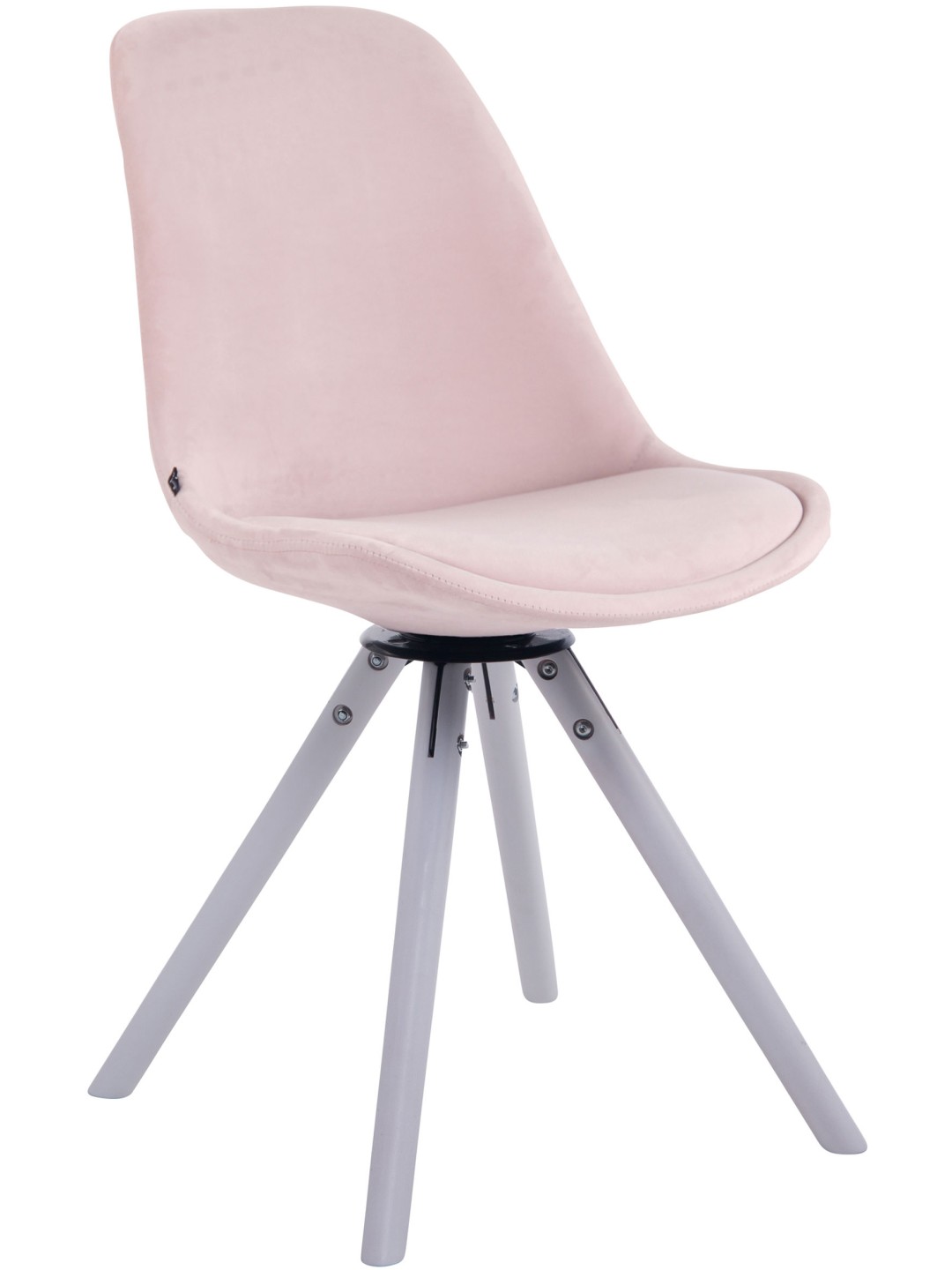 Silla de comedor redonda de terciopelo Troyes, rosa