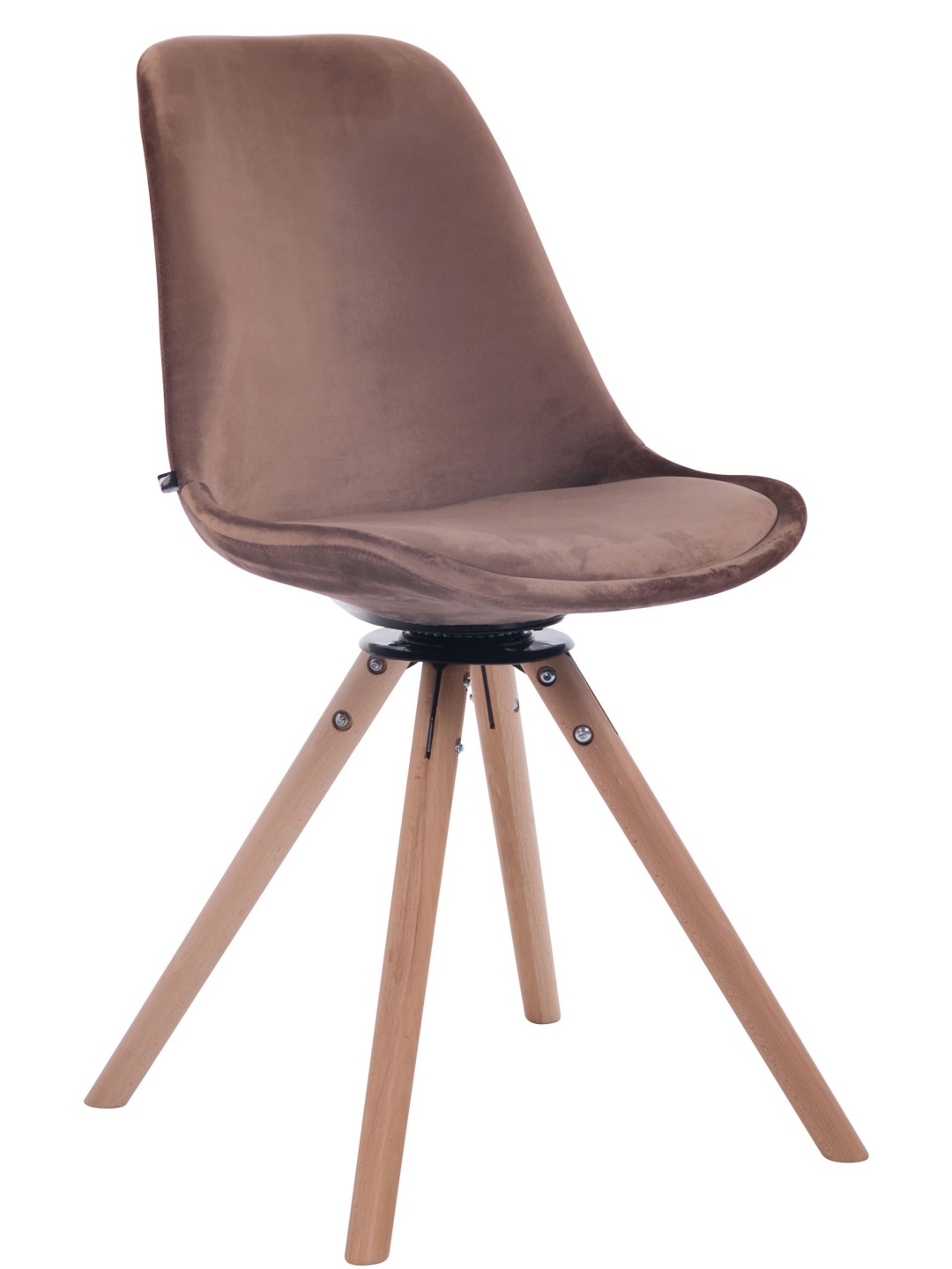 Silla de comedor Troyes terciopelo redonda natural, marrón