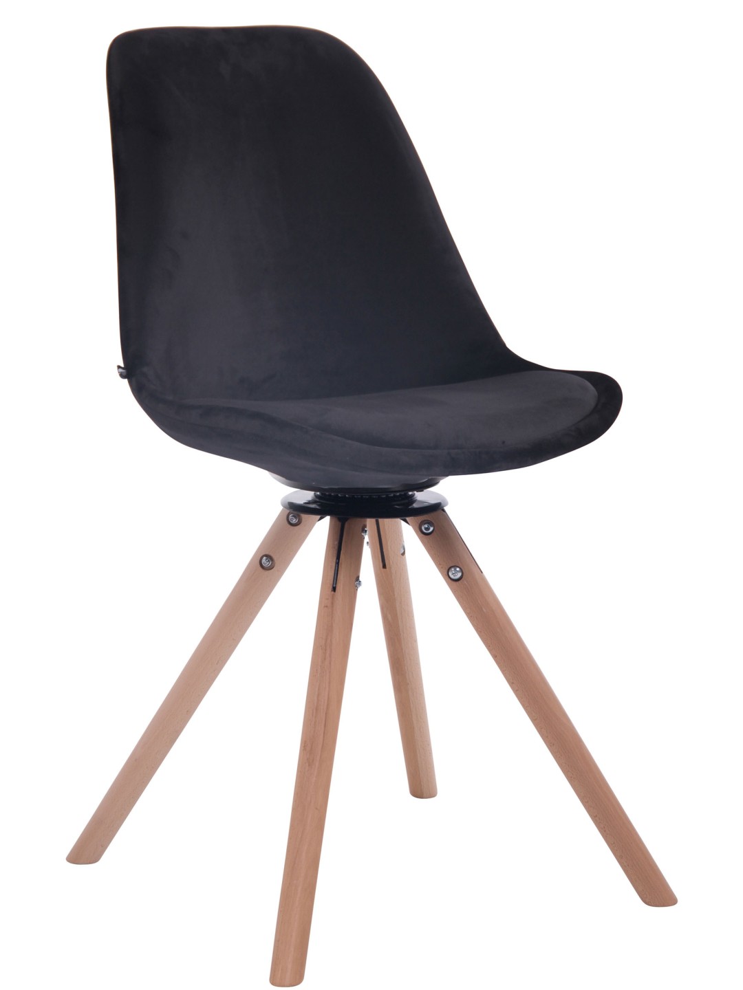 Silla de comedor Troyes terciopelo redonda natural, negro