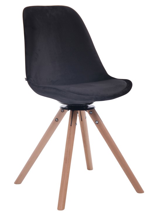 Silla de comedor Troyes terciopelo redonda natural, negro
