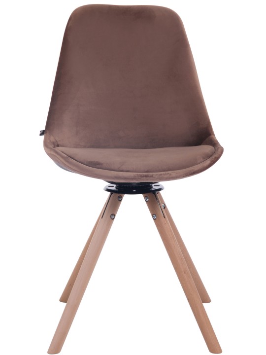 Silla de comedor Troyes terciopelo redonda natural, marrón