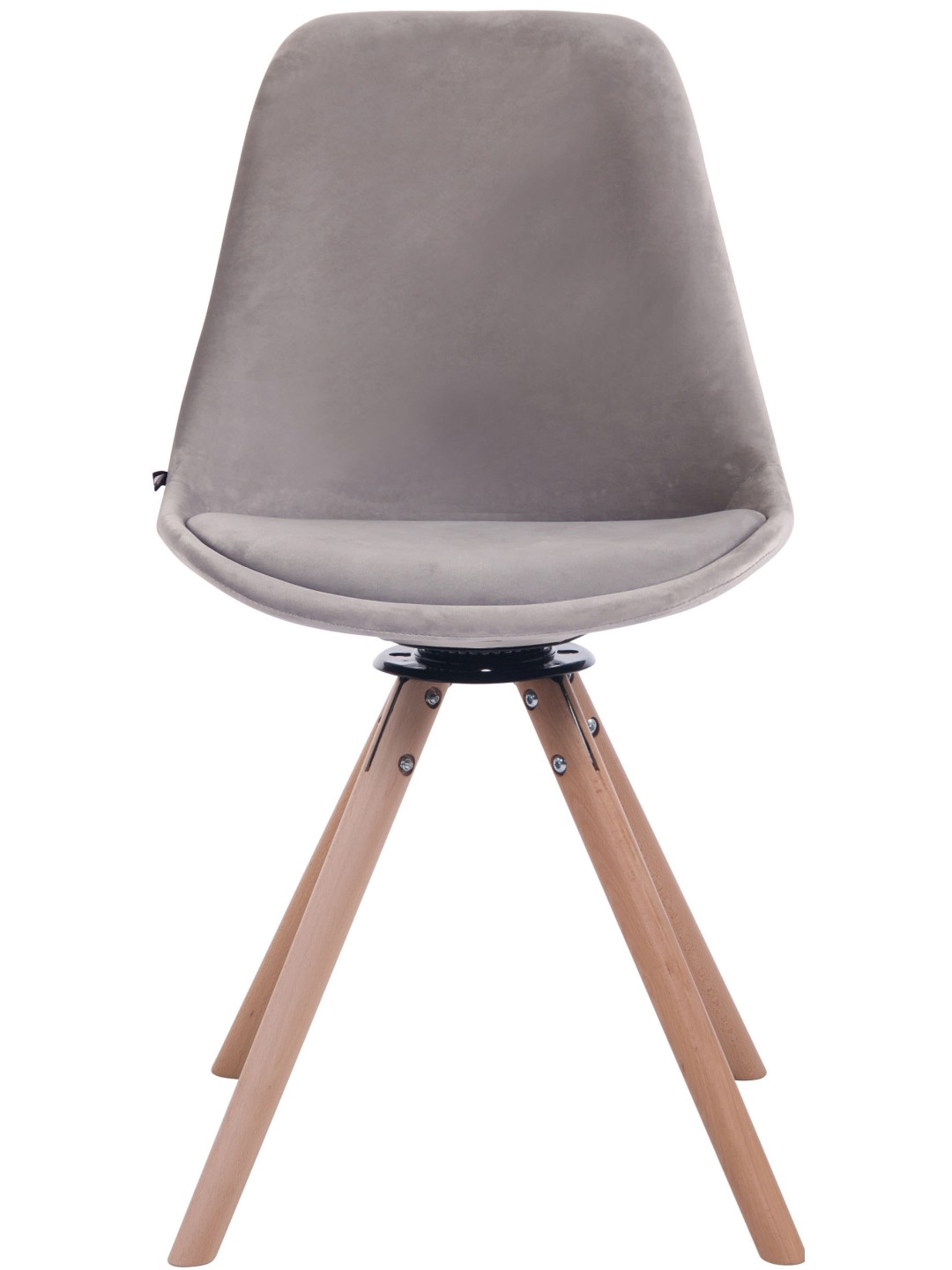 Silla de comedor Troyes terciopelo redonda natural, gris