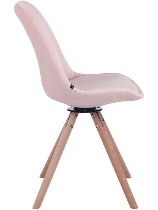 Silla de comedor Troyes terciopelo redonda natural, rosa