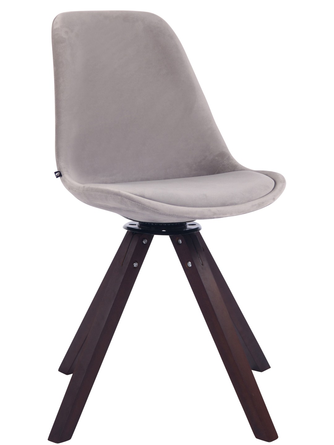 Silla de comedor Troyes terciopelo cuadrado nogal, gris