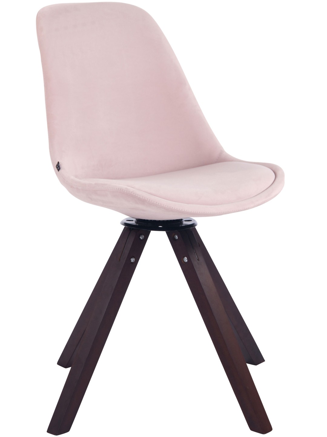 Silla de comedor Troyes terciopelo cuadrado nogal, rosa