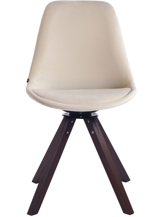 Silla de comedor Troyes terciopelo cuadrado nogal, crema