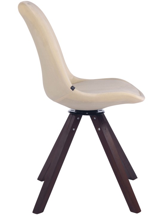 Silla de comedor Troyes terciopelo cuadrado nogal, crema