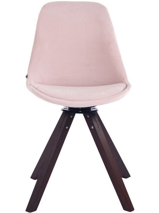 Silla de comedor Troyes terciopelo cuadrado nogal, rosa