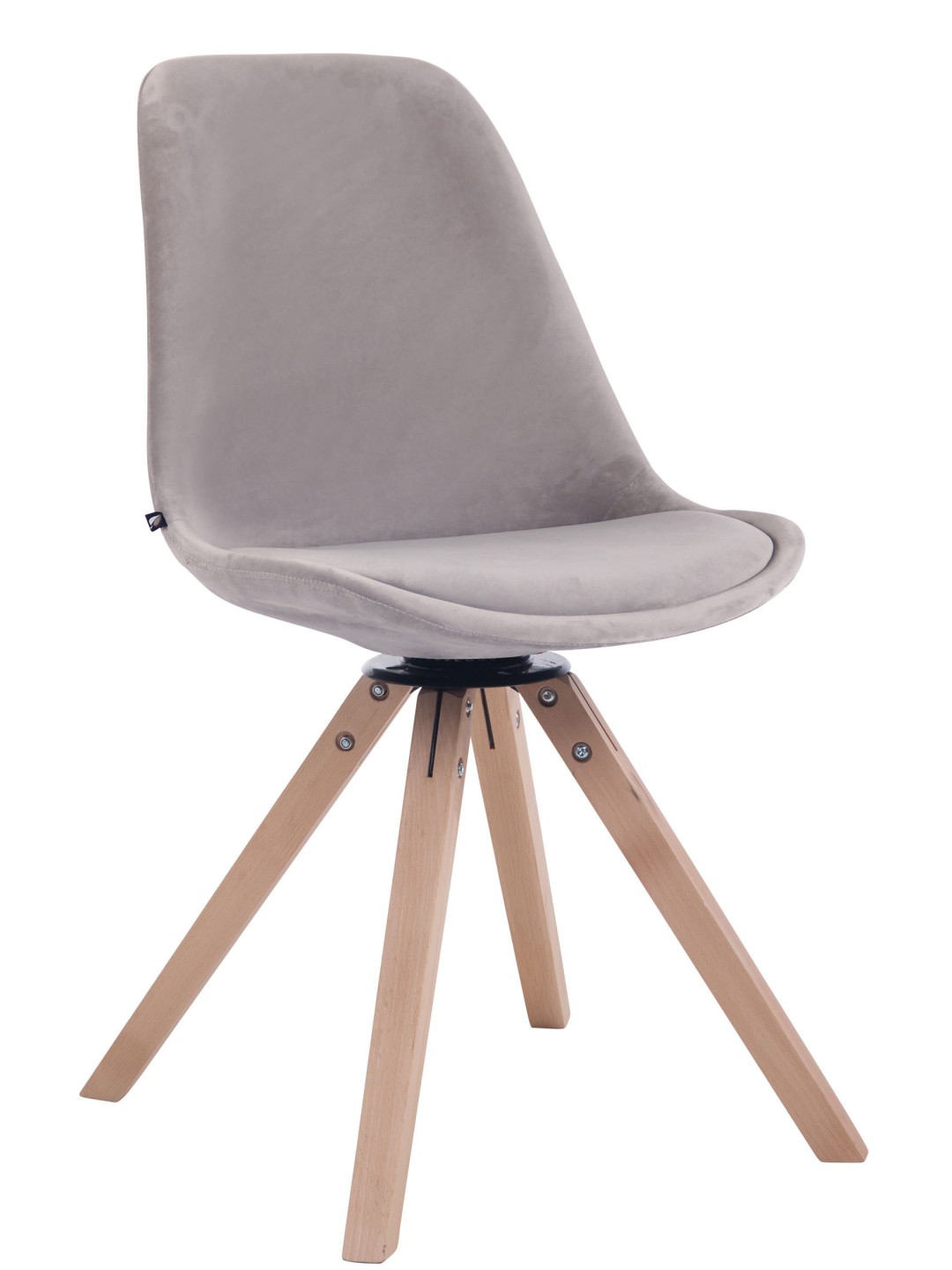 Silla de comedor Troyes cuadrada de terciopelo natural, gris