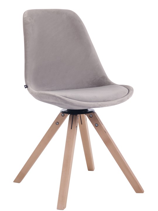 Silla de comedor Troyes cuadrada de terciopelo natural, gris