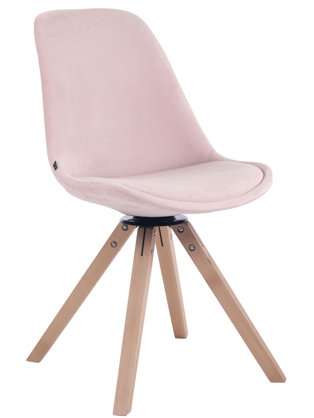 Silla de comedor Troyes cuadrada de terciopelo natural, rosa