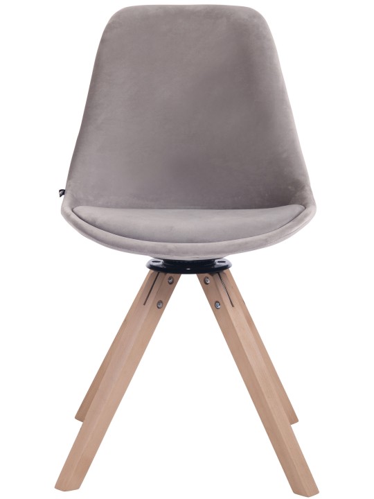 Silla de comedor Troyes cuadrada de terciopelo natural, gris
