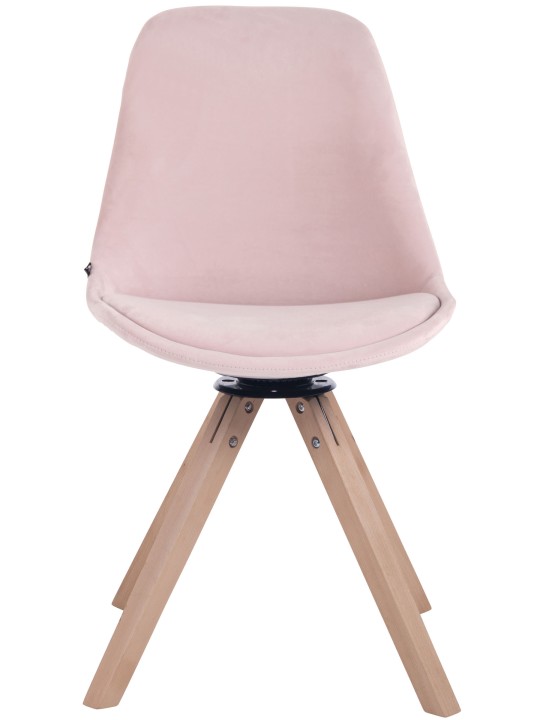 Silla de comedor Troyes cuadrada de terciopelo natural, rosa