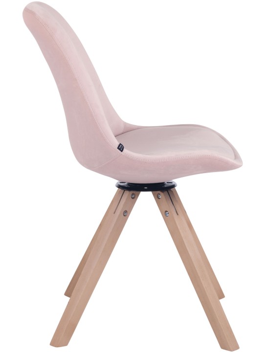 Silla de comedor Troyes cuadrada de terciopelo natural, rosa