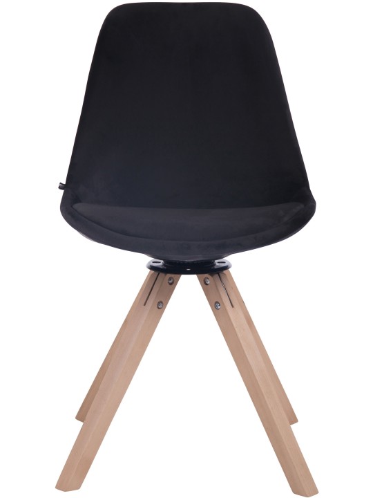 Silla de comedor Troyes cuadrada de terciopelo natural, negro