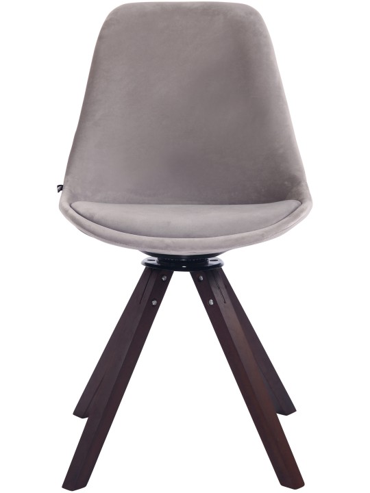 Silla de comedor Troyes terciopelo cuadrado nogal, gris