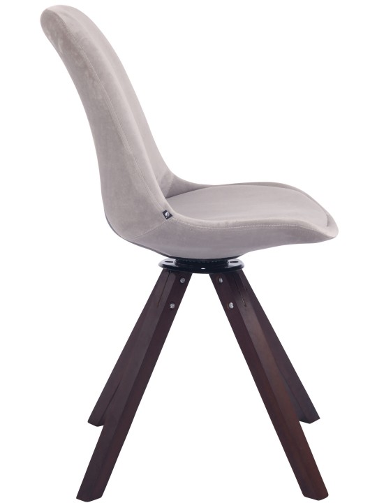 Silla de comedor Troyes terciopelo cuadrado nogal, gris
