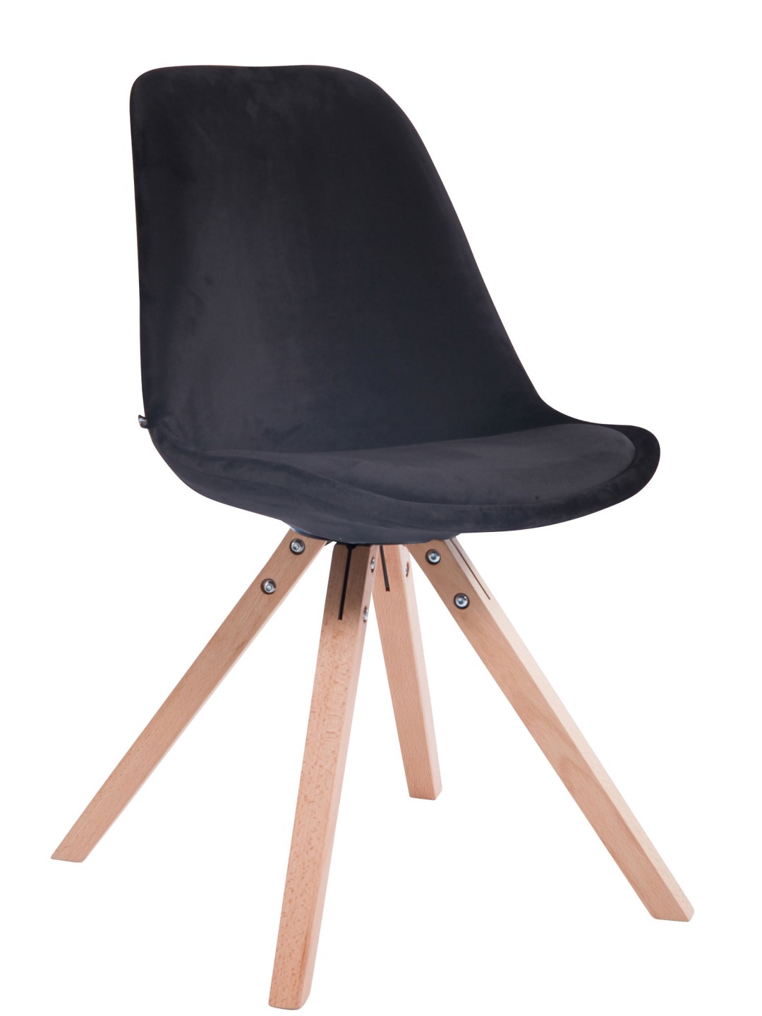 Silla de visita Toulouse terciopelo cuadrada natura, negro