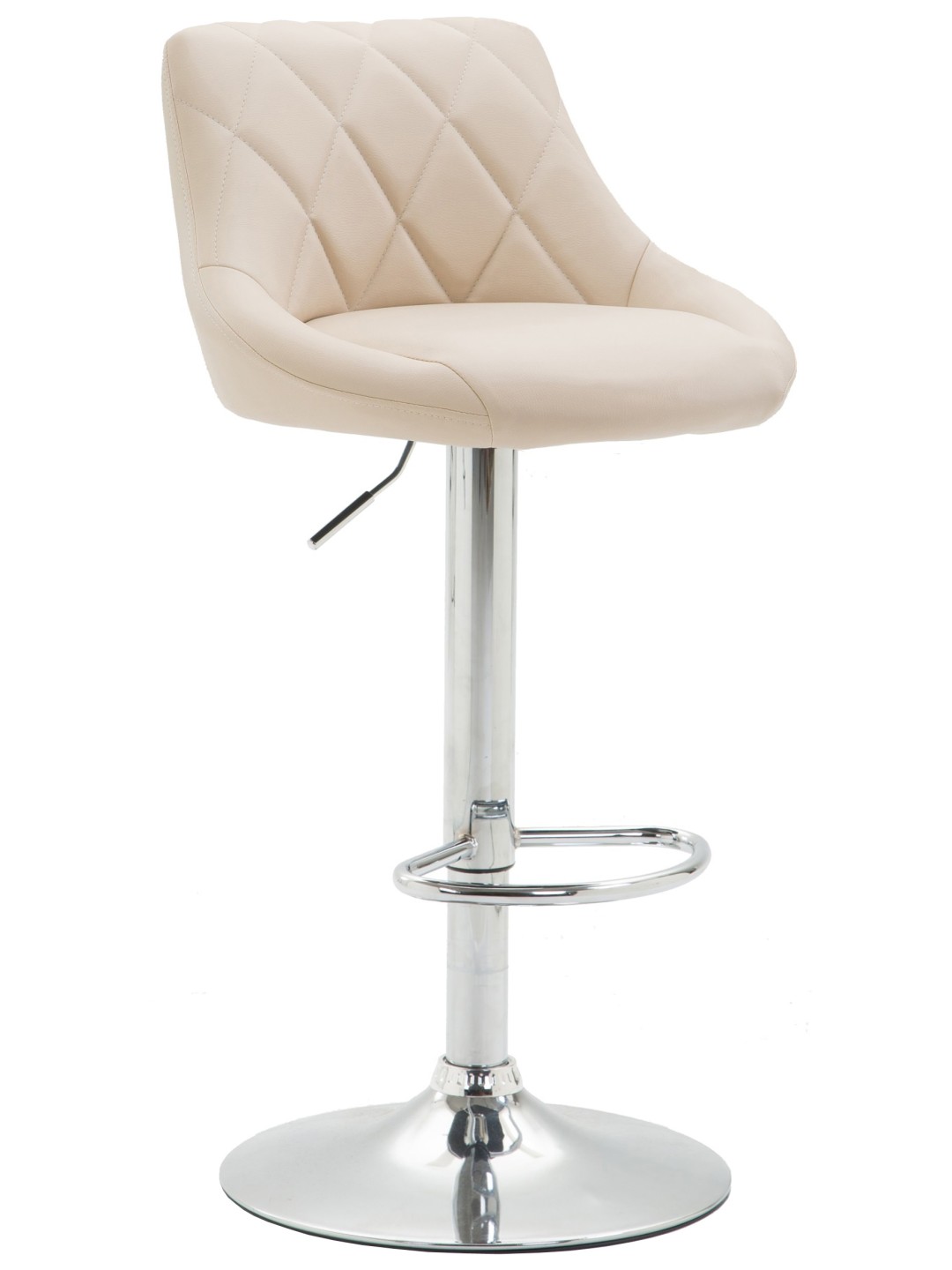 Taburete de bar Lazio piel sintética cromado, crema
