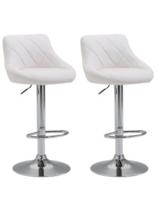 Juego de 2 taburetes de bar Lazio piel sintética C, blanco