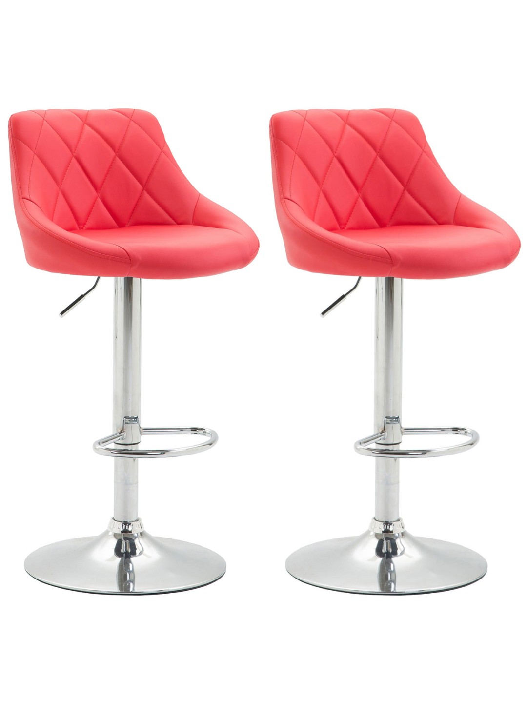 Juego de 2 taburetes de bar Lazio piel sintética C, rojo