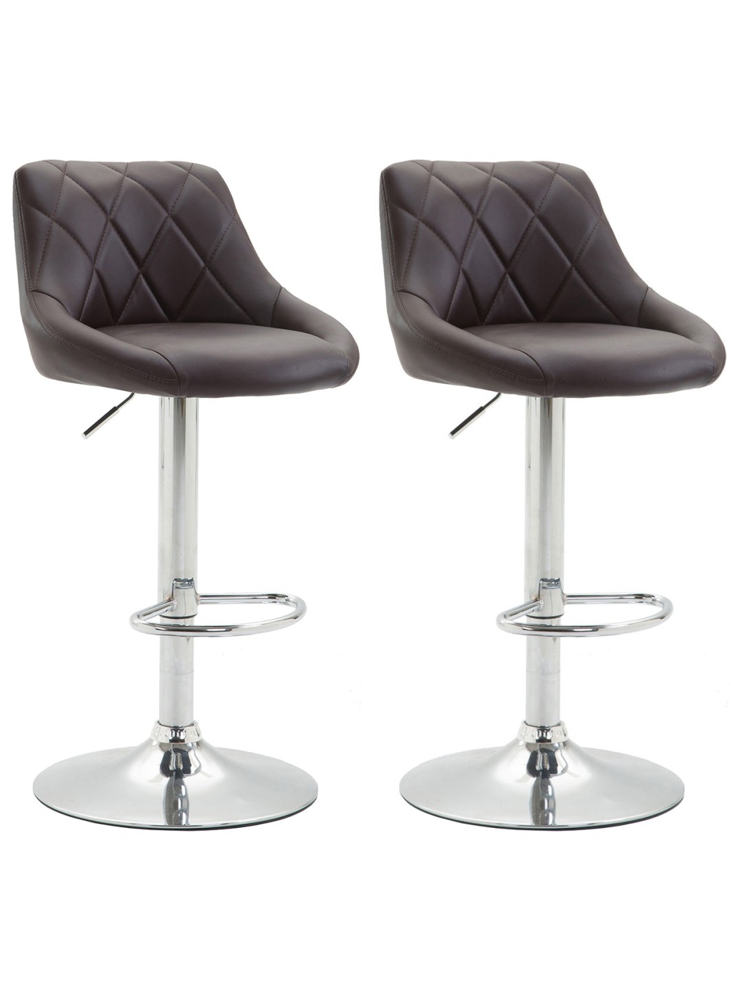 Juego de 2 taburetes de bar Lazio piel sintética C, marrón